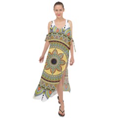 Motif-circle-vintage-circular-pattern Maxi Chiffon Cover Up Dress