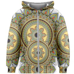 Motif-circle-vintage-circular-pattern Kids  Zipper Hoodie Without Drawstring