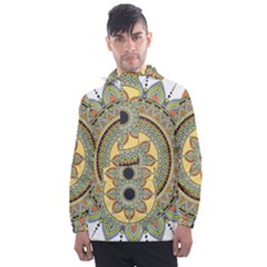 Motif-circle-vintage-circular-pattern Men s Front Pocket Pullover Windbreaker