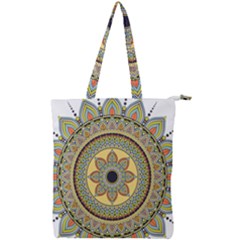 Motif-circle-vintage-circular-pattern Double Zip Up Tote Bag