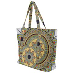 Motif-circle-vintage-circular-pattern Zip Up Canvas Bag