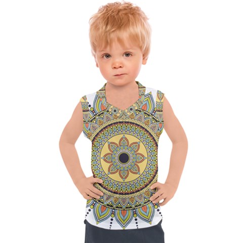 Motif-circle-vintage-circular-pattern Kids  Sport Tank Top by Jancukart