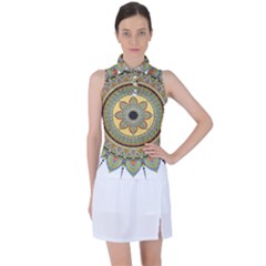 Motif-circle-vintage-circular-pattern Women s Sleeveless Polo Tee