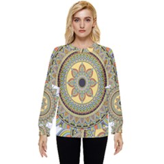 Motif-circle-vintage-circular-pattern Hidden Pocket Sweatshirt