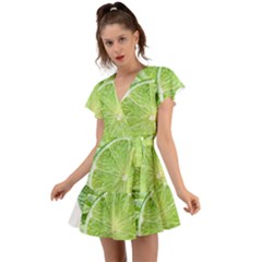 Lemon Clipart Flutter Sleeve Wrap Dress