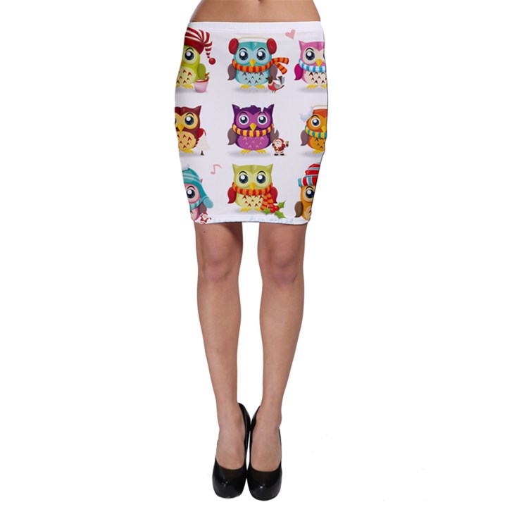 Cartoon-cute-owl-vector Bodycon Skirt