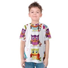 Cartoon-cute-owl-vector Kids  Cotton Tee