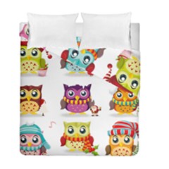 Cartoon-cute-owl-vector Duvet Cover Double Side (full/ Double Size) by Jancukart