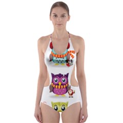 Cartoon-cute-owl-vector Cut-out One Piece Swimsuit by Jancukart