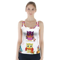 Cartoon-cute-owl-vector Racer Back Sports Top by Jancukart