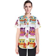 Cartoon-cute-owl-vector Women s Short Sleeve Shirt