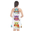 Cartoon-cute-owl-vector Halter Neckline Chiffon Dress  View2