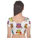 Cartoon-cute-owl-vector Velvet Short Sleeve Crop Top  View2