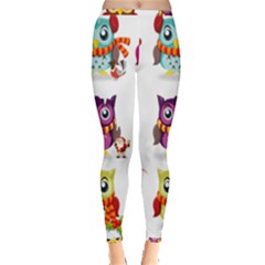 Cartoon-cute-owl-vector Inside Out Leggings by Jancukart