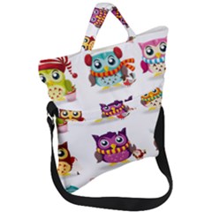 Cartoon-cute-owl-vector Fold Over Handle Tote Bag