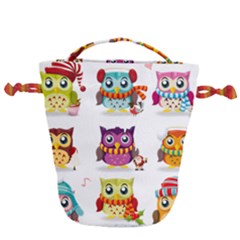 Cartoon-cute-owl-vector Drawstring Bucket Bag