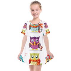 Cartoon-cute-owl-vector Kids  Smock Dress