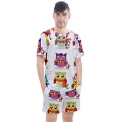 Cartoon-cute-owl-vector Men s Mesh Tee And Shorts Set