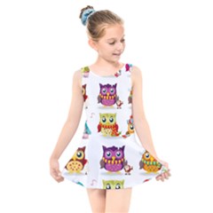 Cartoon-cute-owl-vector Kids  Skater Dress Swimsuit