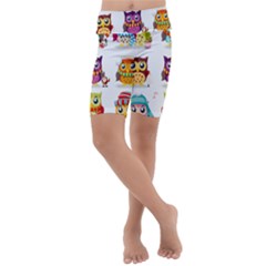 Cartoon-cute-owl-vector Kids  Lightweight Velour Cropped Yoga Leggings by Jancukart