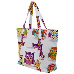 Cartoon-cute-owl-vector Zip Up Canvas Bag