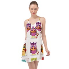 Cartoon-cute-owl-vector Summer Time Chiffon Dress