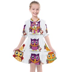 Cartoon-cute-owl-vector Kids  All Frills Chiffon Dress