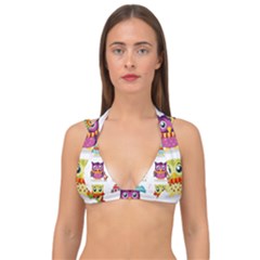 Cartoon-cute-owl-vector Double Strap Halter Bikini Top