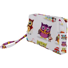 Cartoon-cute-owl-vector Wristlet Pouch Bag (small) by Jancukart