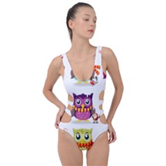 Cartoon-cute-owl-vector Side Cut Out Swimsuit