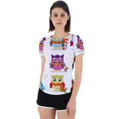 Cartoon-cute-owl-vector Back Cut Out Sport Tee