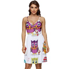 Cartoon-cute-owl-vector V-neck Pocket Summer Dress  by Jancukart