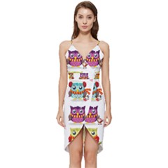 Cartoon-cute-owl-vector Wrap Frill Dress