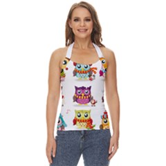 Cartoon-cute-owl-vector Basic Halter Top