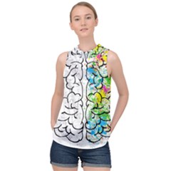 Brain-mind-psychology-idea-drawing High Neck Satin Top by Jancukart