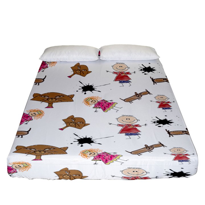 Children-wallpaper-background Fitted Sheet (King Size)