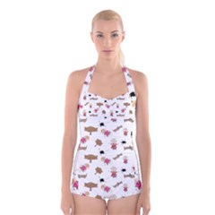 Children-wallpaper-background Boyleg Halter Swimsuit 