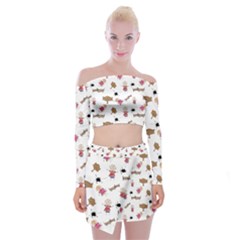 Children-wallpaper-background Off Shoulder Top With Mini Skirt Set