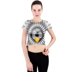 Owl-fluff-prance-animal-surprised Crew Neck Crop Top