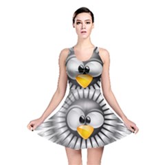 Owl-fluff-prance-animal-surprised Reversible Skater Dress