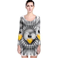 Owl-fluff-prance-animal-surprised Long Sleeve Bodycon Dress