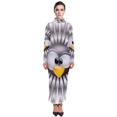 Owl-fluff-prance-animal-surprised Turtleneck Maxi Dress