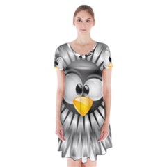 Owl-fluff-prance-animal-surprised Short Sleeve V-neck Flare Dress