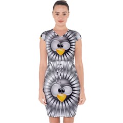 Owl-fluff-prance-animal-surprised Capsleeve Drawstring Dress 