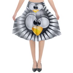 Owl-fluff-prance-animal-surprised Flared Midi Skirt