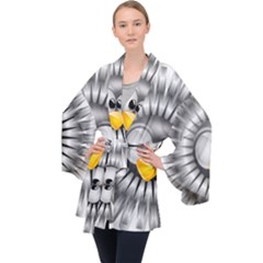 Owl-fluff-prance-animal-surprised Long Sleeve Velvet Kimono 