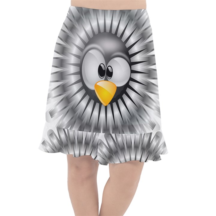 Owl-fluff-prance-animal-surprised Fishtail Chiffon Skirt