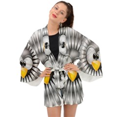 Owl-fluff-prance-animal-surprised Long Sleeve Kimono