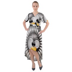 Owl-fluff-prance-animal-surprised Front Wrap High Low Dress