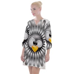 Owl-fluff-prance-animal-surprised Open Neck Shift Dress